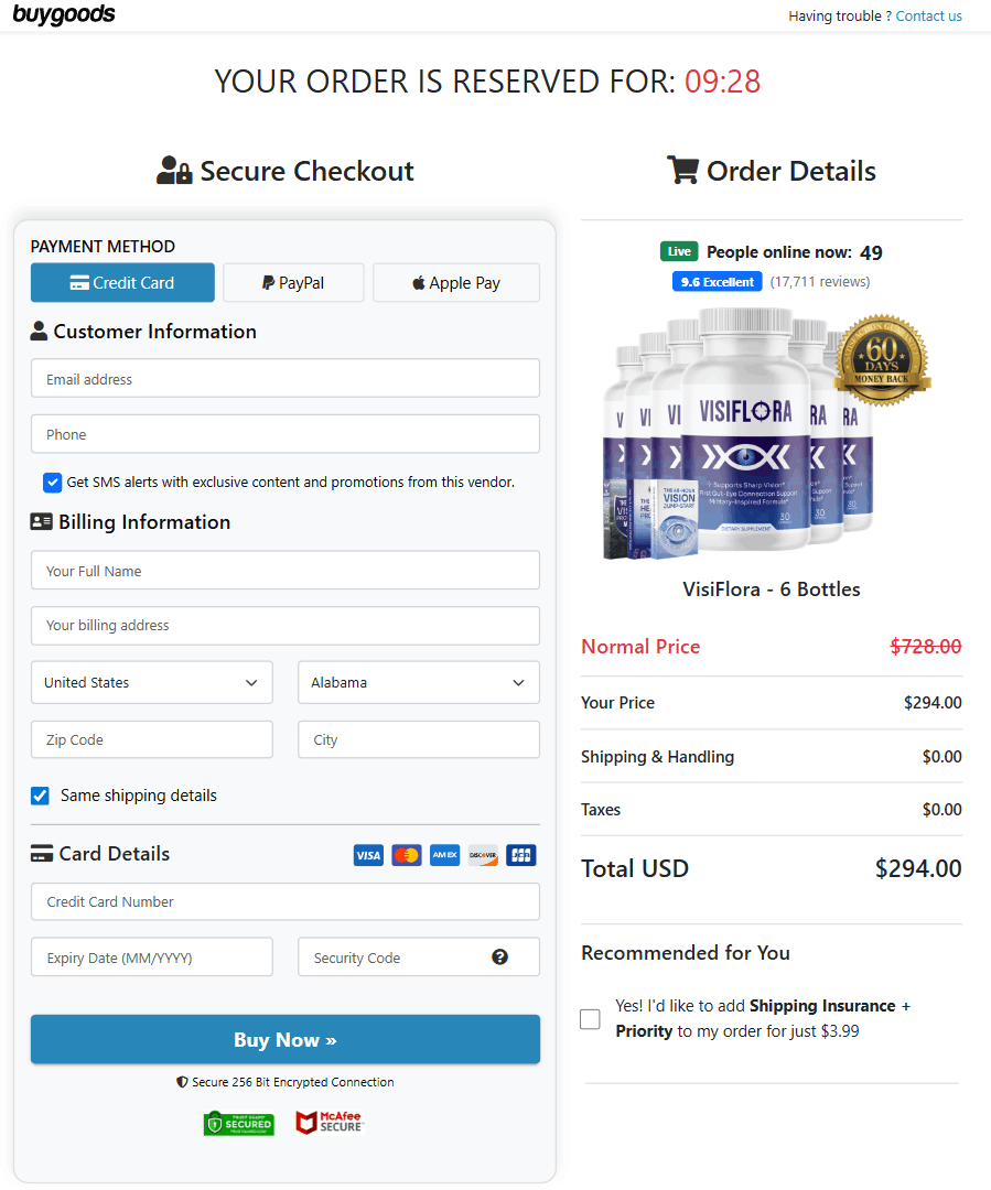visiflora visiflora-secure-checkout-page